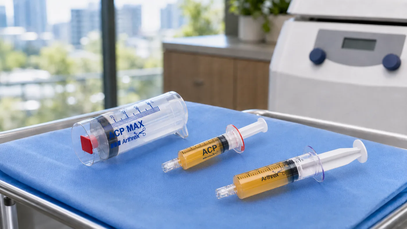 Concentration of platelets and growth factors from platelet-rich plasma.